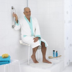 HANDICAP Siedzisko prysznicowe, składane z podporą, białe