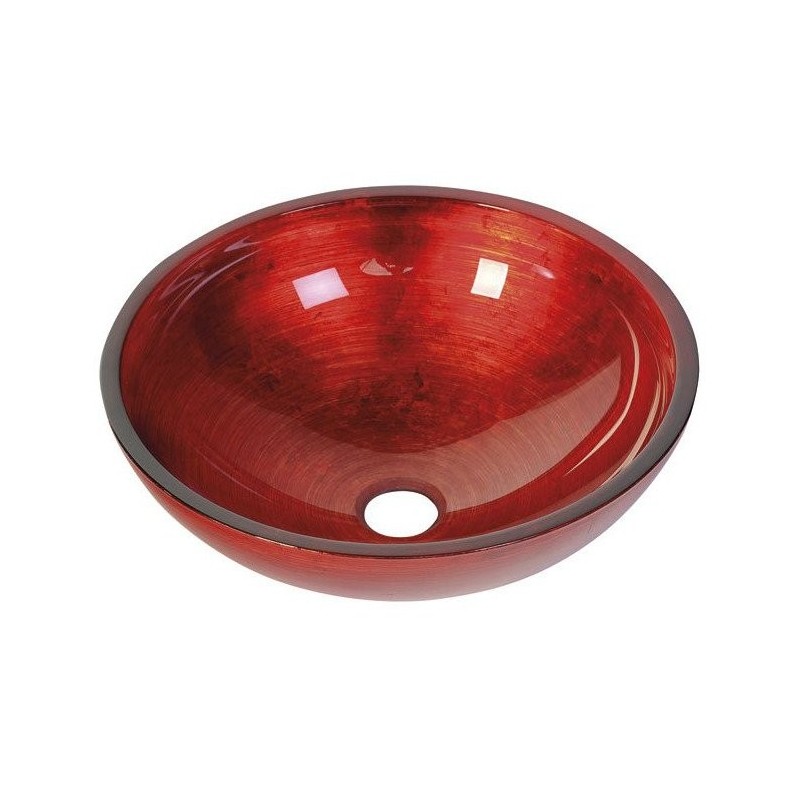 MURANO ROSSO IMPERO, umywalka szklana nablatowa, średnica 40cm, czerwona