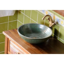 ATTILA umywalka ceramiczna, średnica 43cm, zielona miedź