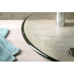 RIPPLE szklana umywalka nablatowa Ø 42 cm, przezroczysty z teksturą