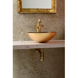 FIANNA szklana umywalka nablatowa Ø 42 cm, brązowy