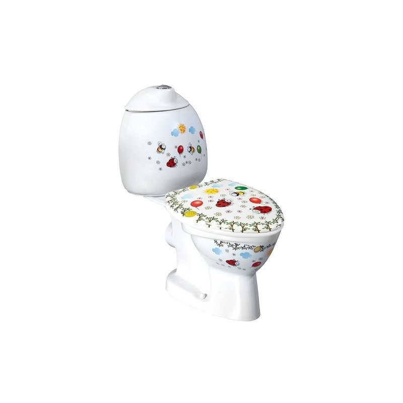 KID kompakt WC dla dzieci, odpływ poziomy, kolorowy sitodruk