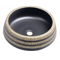 PRIORI umywalka ceramiczna nablatowa Ø 41cm, czarny/kamień