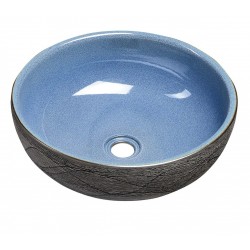 PRIORI umywalka ceramiczna nablatowa Ø 41 cm, niebieski/szary