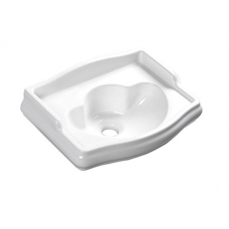 RETRO umywalka ceramiczna 41x30cm, bez otworu na baterię, bez przelewu, biały