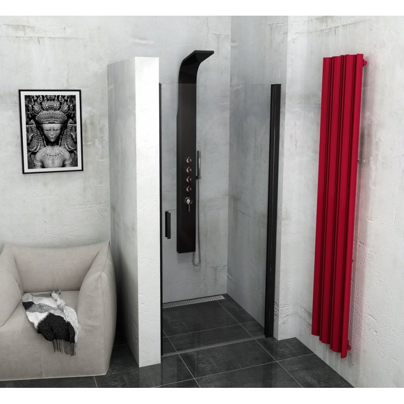 ZOOM LINE BLACK drzwi prysznicowe 900mm, szkło czyste