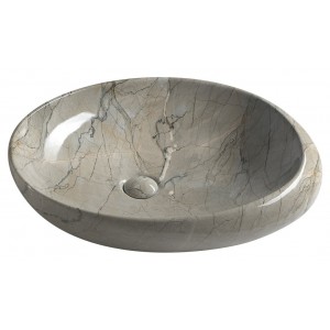 DALMA umywalka ceramiczna nablatowa 68x44 cm, grigio
