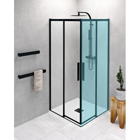 ALTIS LINE BLACK drzwi prysznicowe przesuwne 980-1000mm, wysokość 2000mm, szkło czyste
