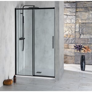 ALTIS LINE BLACK drzwi prysznicowe przesuwne 1370-1410mm, wysokość 2000mm, szkło czyste