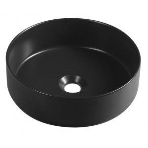 INFINITY ROUND umywalka ceramiczna nablatowa, Ø36cm, czarny mat