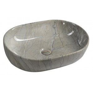 DALMA umywalka ceramiczna nablatowa 59x42 cm, grigio