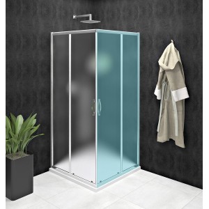 SIGMA SIMPLY drzwi prysznicowe przesuwne, wejście z rogu 900 mm, szkło Brick