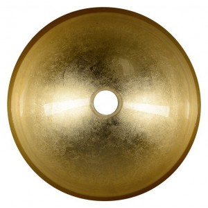 MURANO BLACK-GOLD umywalka szklana nablatowa, średnica 40cm, złoto/czarny