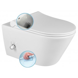 AVVA CLEANWASH WC wiszące, Rimless, z prysznicem bidetowym i baterią, 35,5x53cm, biały