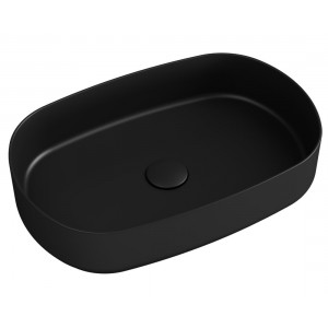 INFINITY OVAL umywalka ceramiczna nablatowa, 55x36cm, czarny mat