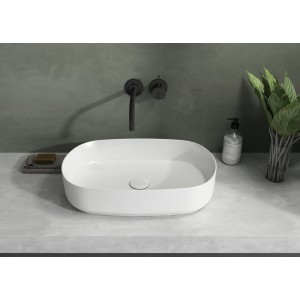 INFINITY OVAL umywalka ceramiczna nablatowa, 55x36cm, biała