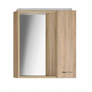 ZOJA/KERAMIA FRESH szafka z lustrem i oświetleniem LED, 60x60x14cm, prawa, dąb platin