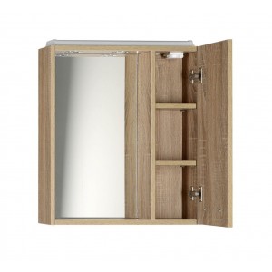 ZOJA/KERAMIA FRESH szafka z lustrem i oświetleniem LED, 60x60x14cm, prawa, dąb platin