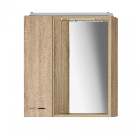 ZOJA/KERAMIA FRESH szafka z lustrem i oświetleniem LED, 60x60x14cm, lewa, dąb platin