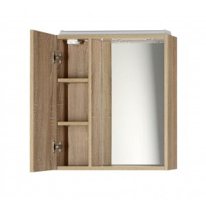 ZOJA/KERAMIA FRESH szafka z lustrem i oświetleniem LED, 60x60x14cm, lewa, dąb platin