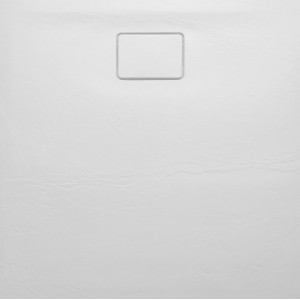 ACORA brodzik kompozytowy, kwadrat 90x90x2,7cm, biały, dekor kamień