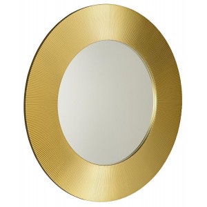 SUNBEAM okrągłe lustro  w drewnianej ramie średnica 90cm, złoto