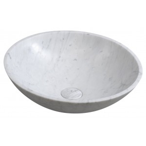 BLOK umywalka kamienna Ø 42 cm, biała carrara mat