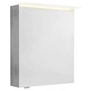 LINEX szafka z lustrem, oświetlenie LED, 60x70x15cm, lewa/prawa, dąb srebrny