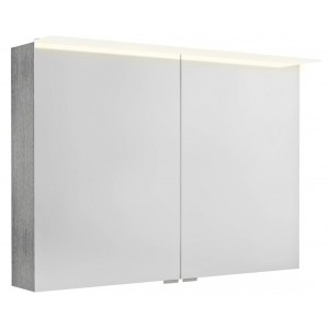 LINEX szafka z lustrem, oświetlenie LED, 100x70x15cm, dąb srebrny