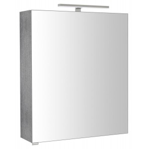 RIWA szafka z lustrem, oświetlenie LED, 60x70x17cm, dąb srebrny