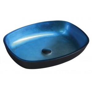 KVAORE szklana umywalka nablatowa 54x39,5 cm, niebieski