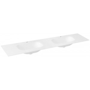 TREOS umywalka podwójna 151,6x51,3 cm, Rockstone, biały mat