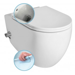 INFINITY CLEANWASH WC wiszące Rimless, z dyszą bidetową i zaworem, 36,5x53cm, biały
