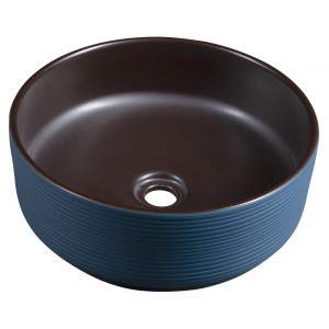 PRIORI umywalka ceramiczna nablatowa Ø 41 cm, niebieski/brązowy