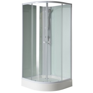 AIGO Boks prysznicowy półokrągły 900x900x2040 mm, biały profil, szkło czyste