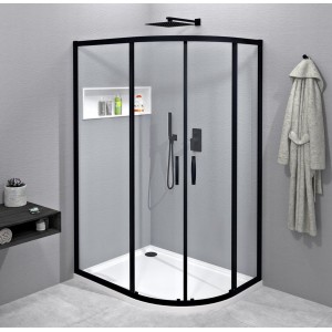 SIGMA SIMPLY BLACK kabina prysznicowa półokrągła 1200x900mm, R550, szkło czyste