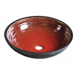 ATTILA umywalka ceramiczna, średnica 44cm, pomidorowo/naftowa