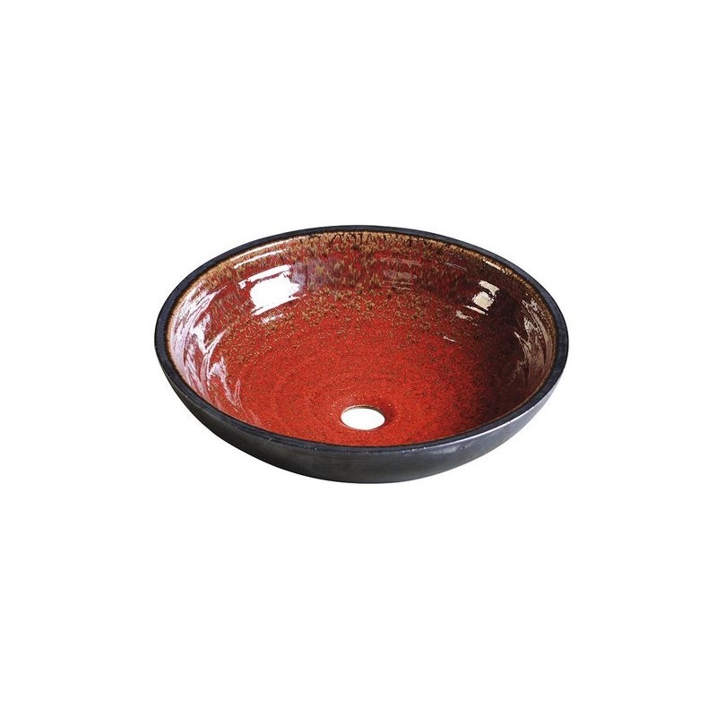 ATTILA umywalka ceramiczna, średnica 43cm, pomidorowo/naftowa