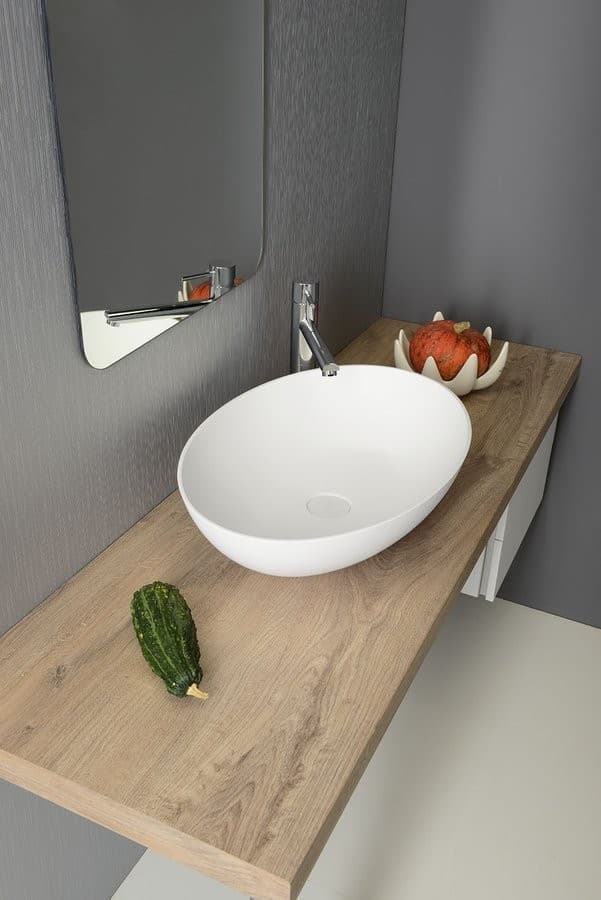 THIN okrągła umywalka 600x400 mm z kompozytu Solid Surface