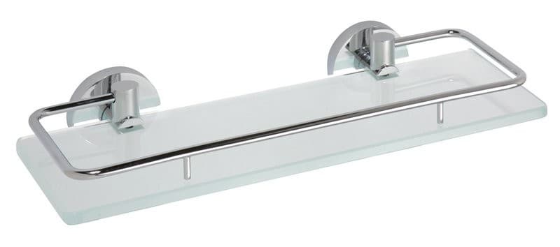 X-ROUND E półka szklana z relingiem 600x130mm, chrom