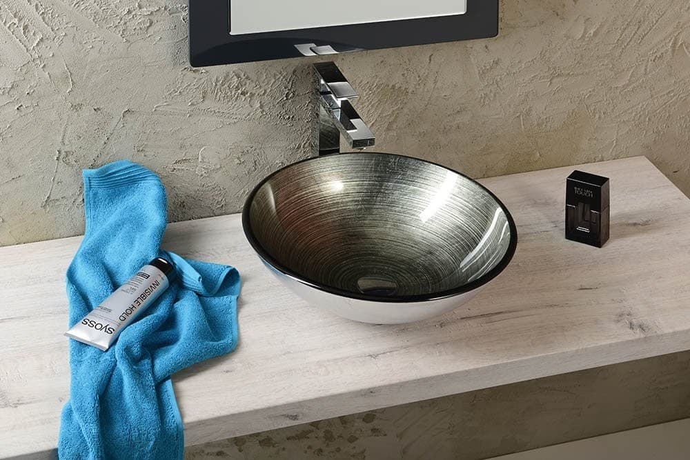 Szklana umywalka DAMAR 42 cm, gładka na blat