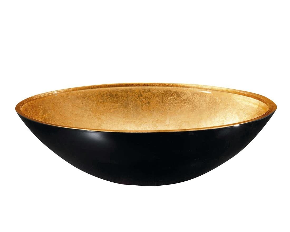 MURANO BLACK-GOLD umywalka szklana okrągła 40x14cm