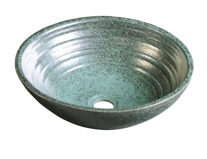 ATTILA umywalka ceramiczna, średnica 44cm, zielona miedź