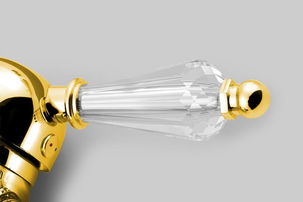 KIRKÉ CRYSTAL bateria bidetowa z uchwytem kryształowym złota