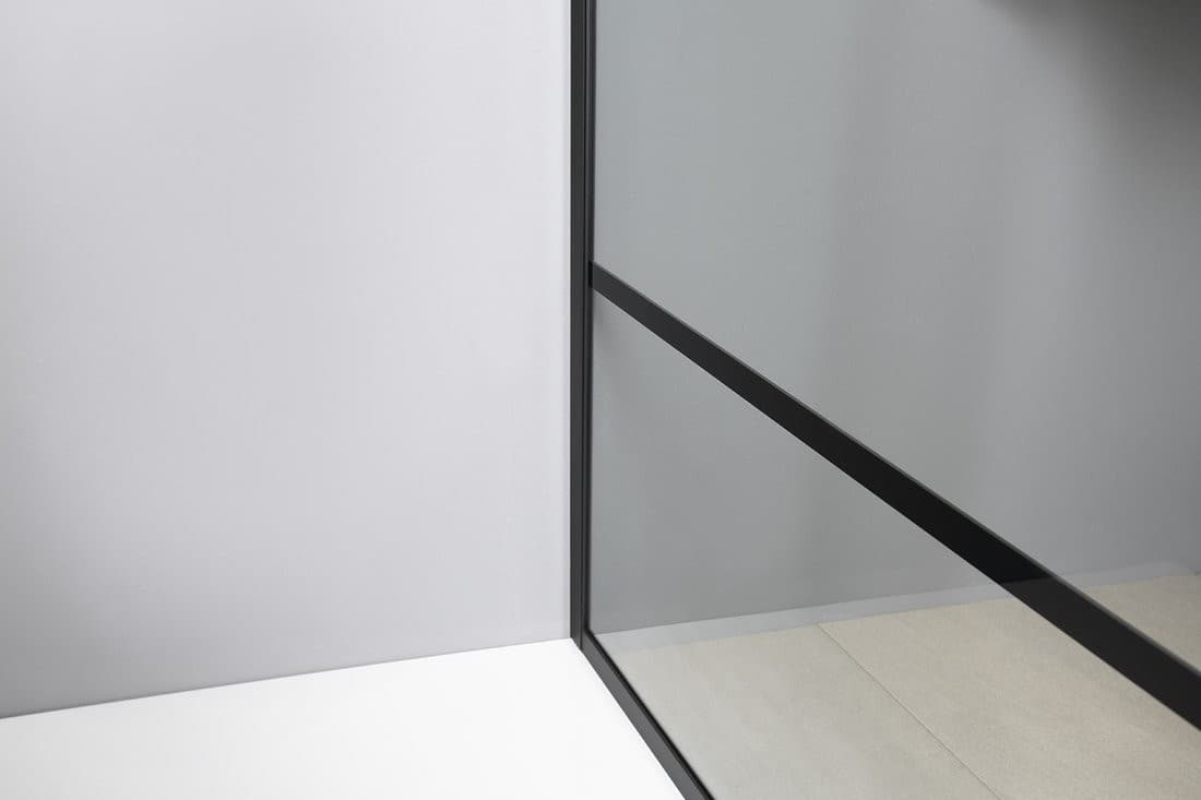 CURE BLACK walk-in 900 mm, kabina prysznicowa czarna mat