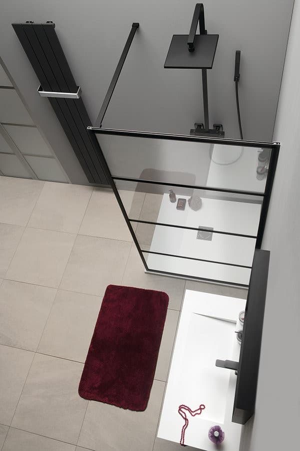 CURE BLACK walk-in 900 mm, kabina prysznicowa czarna mat