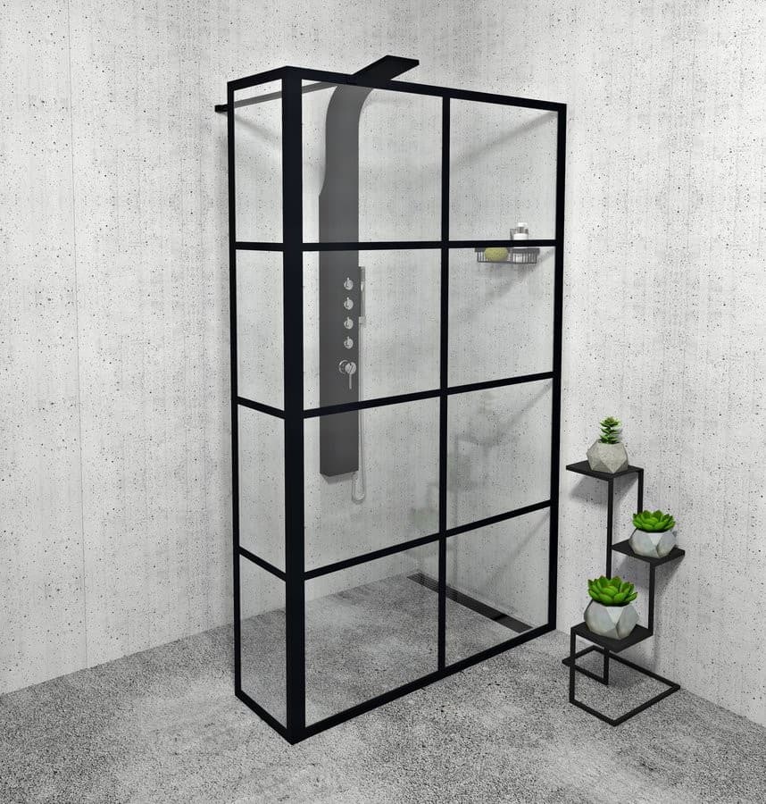 CURE BLACK walk-in 1400 mm - kabina prysznicowa czarna mat