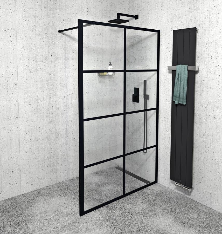 CURE BLACK walk-in 1400 mm - kabina prysznicowa czarna mat