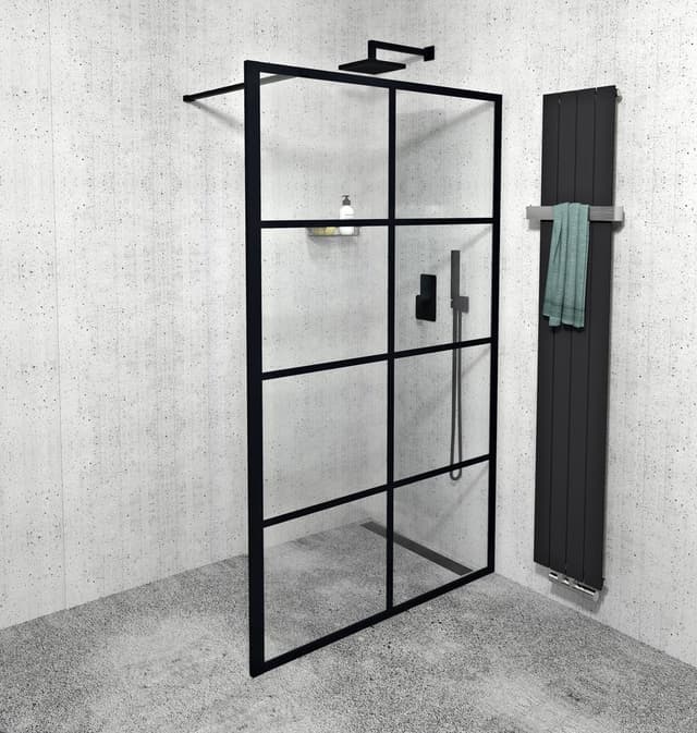 CURE BLACK walk-in 1400 mm - kabina prysznicowa czarna mat