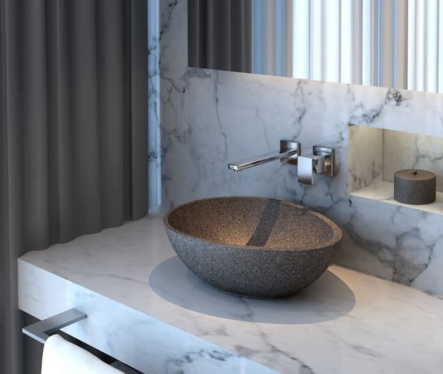 PUNC umywalka betonowa z korkiem 53x39 cm czarny granit